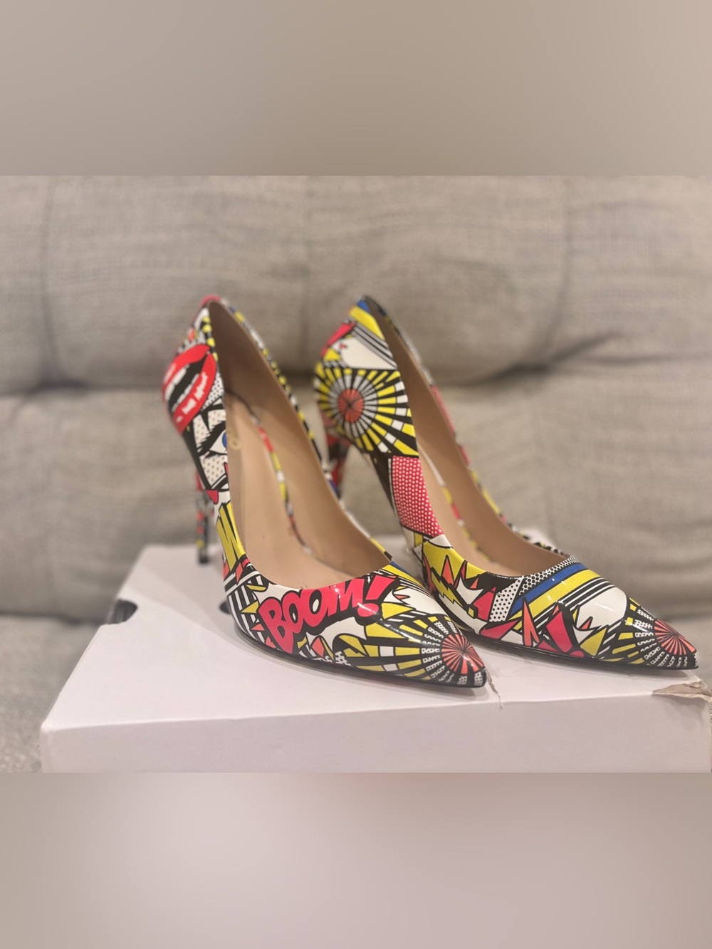 Aldo Pop Art Pointed-Toe Stiletto Heels - Red, Yellow, Black, White